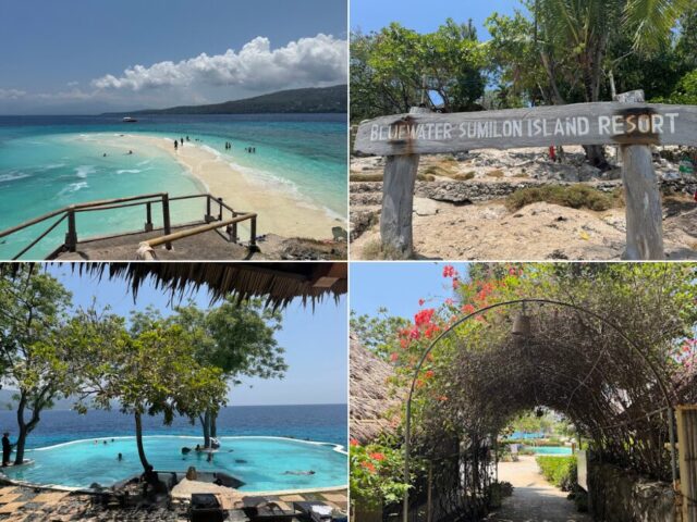 Bluewater Sumilon Island Resortのビーチ・看板・プール・園内の様子
